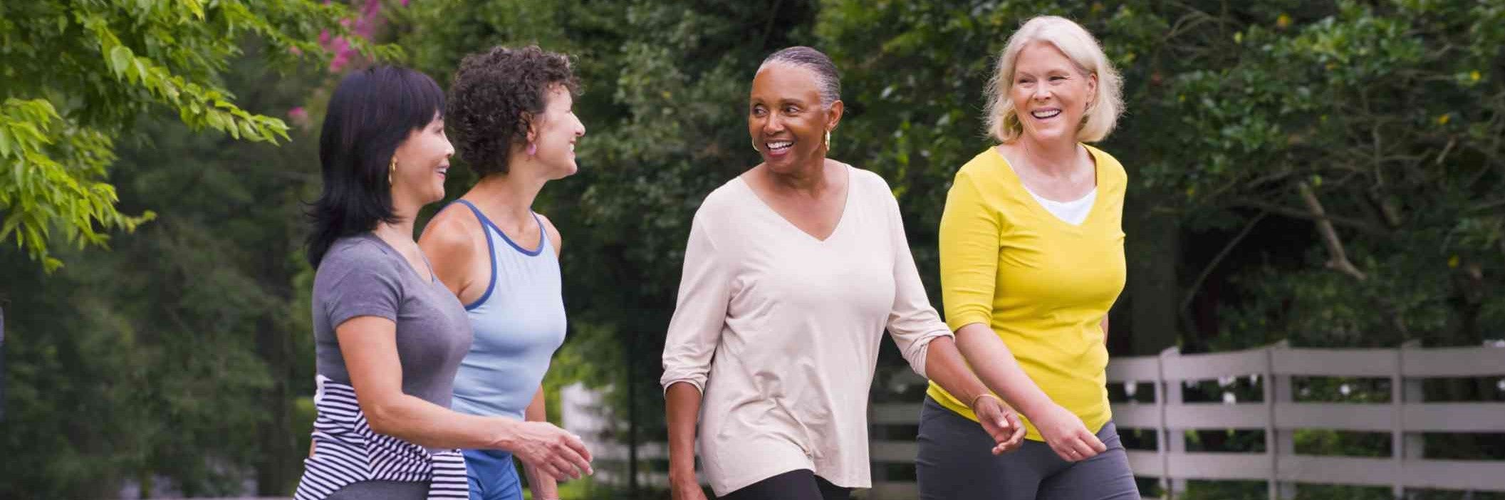 Four women walking