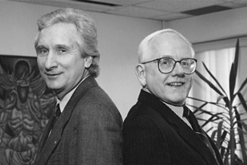 Former presidents James Downey (left) and Doug Wright (right).