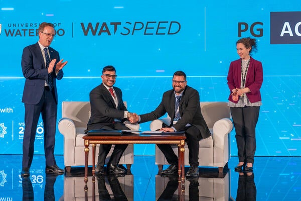 The University of Waterloo's WatSPEED team at the PG Holding agreement signing in Saudi Arabia