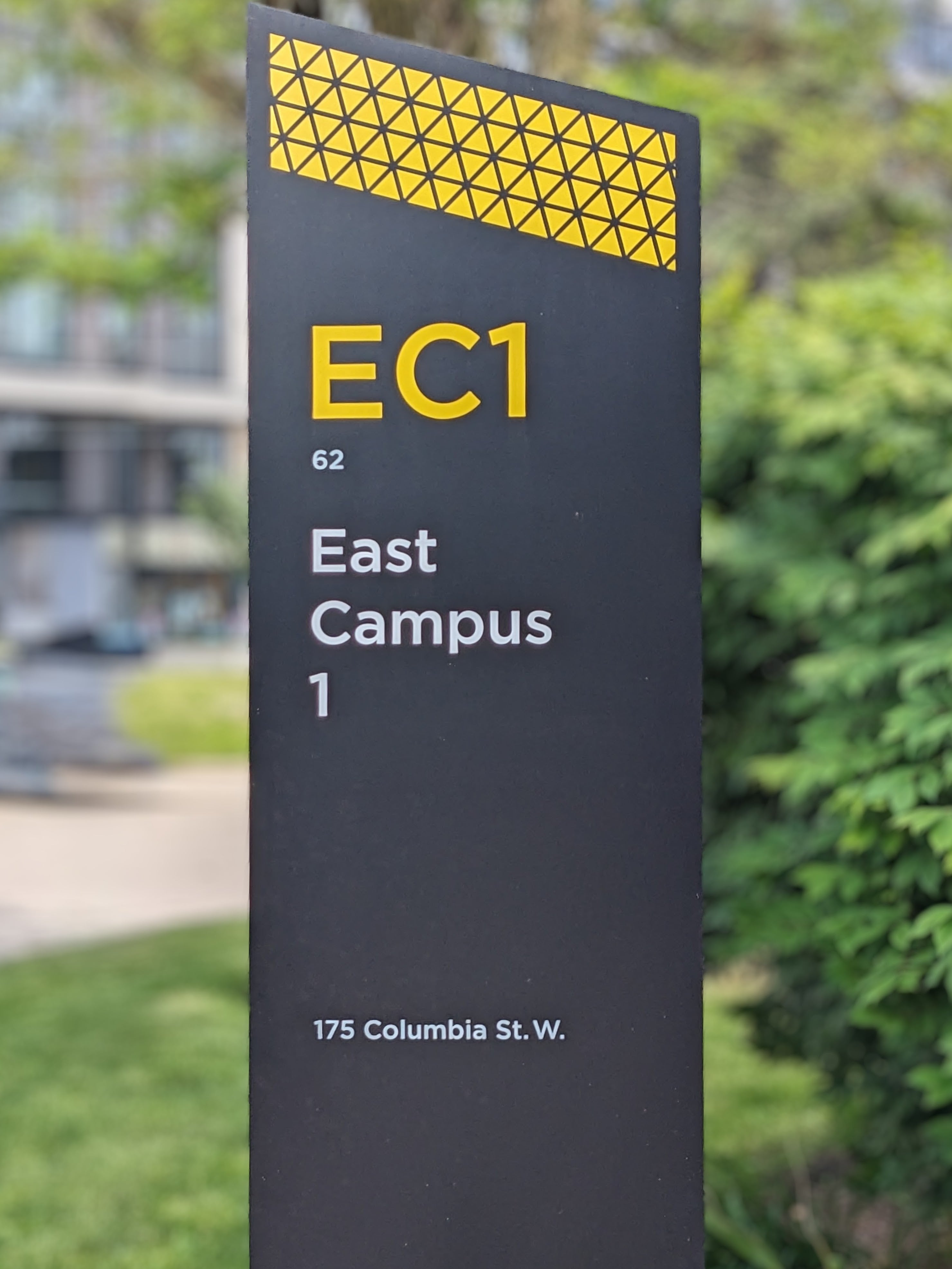 Sign for East Campus 1 (EC1), 175 University Ave. West