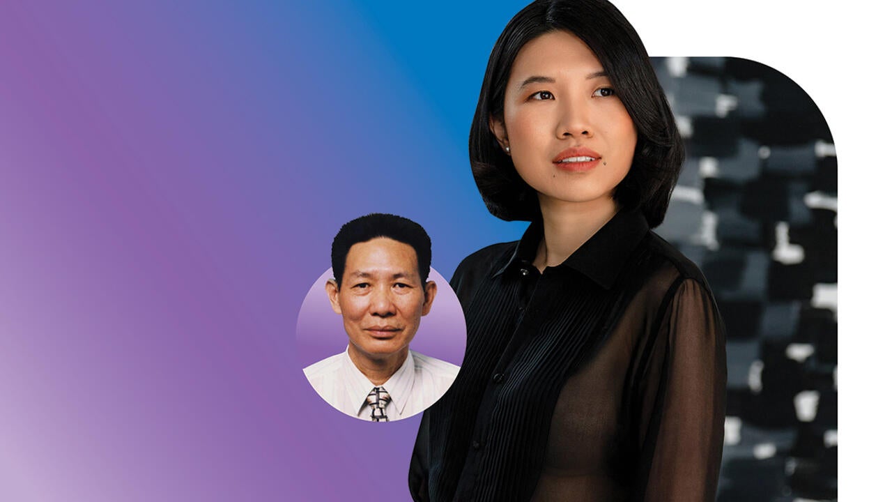 Disney Lam with a photo of her father