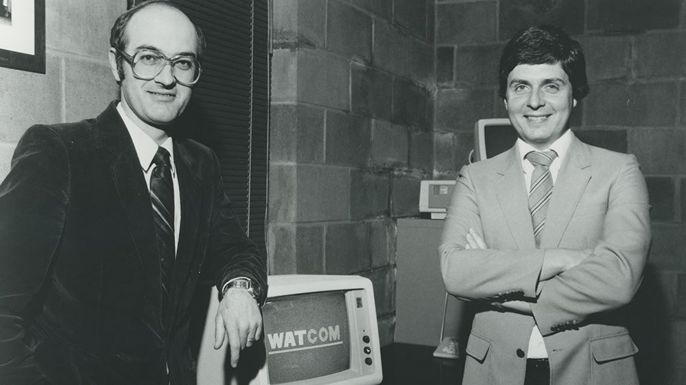 Dr. Don Cowan (MSc ’61, PhD ’65, DMath ’11) and Ian McPhee (BMath ’73, MMath ’79)