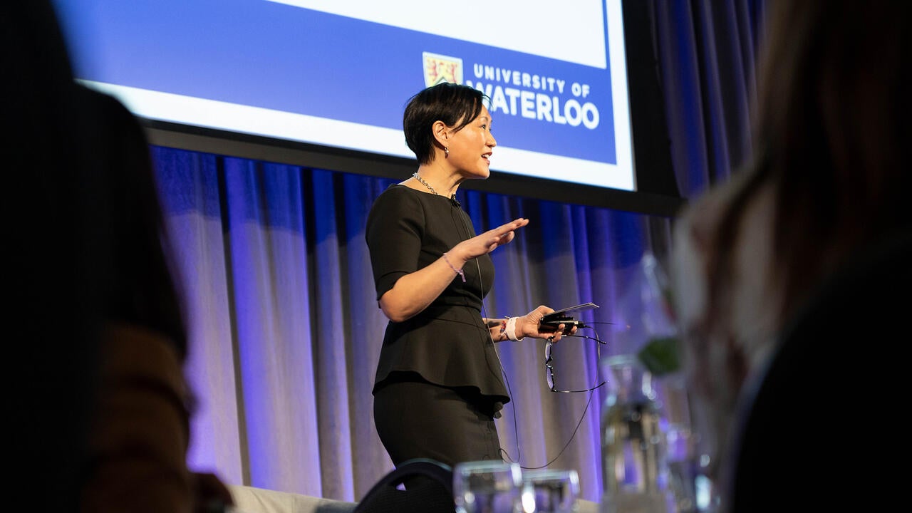 Jennifer Lee speaking at an International Women's Day event
