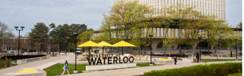 University of Waterloo sign with Dana Porter library in the background