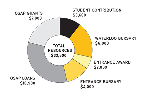 Chart showing how an Engineering student might pay for first year.