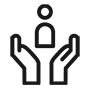 Hands holding a person.