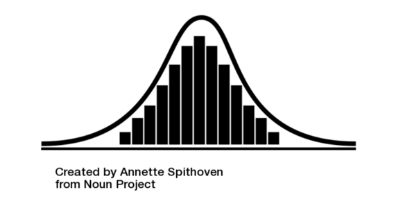 Normal distribution depicted in black and white
