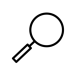 Icon illustration of a magnifying glass.